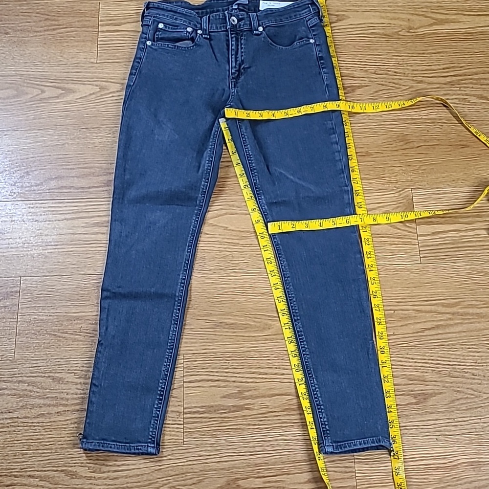 RAG & BONE CAFE MID RISE 27x26 PRE-OWNED GIRLS FADED SKINNY CUFF ZIPER JEANS